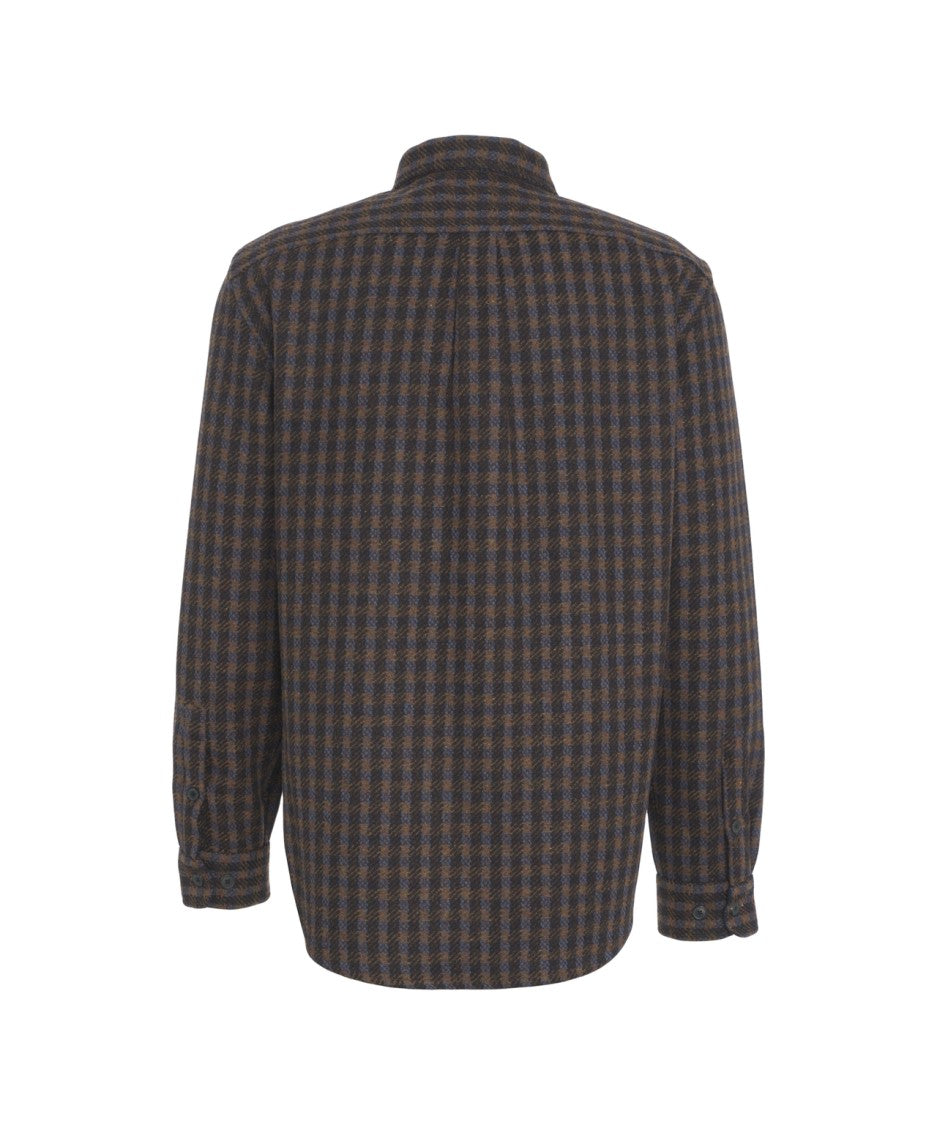 Portuguese Flannel Checkered Wool Jacket With Classic Collar