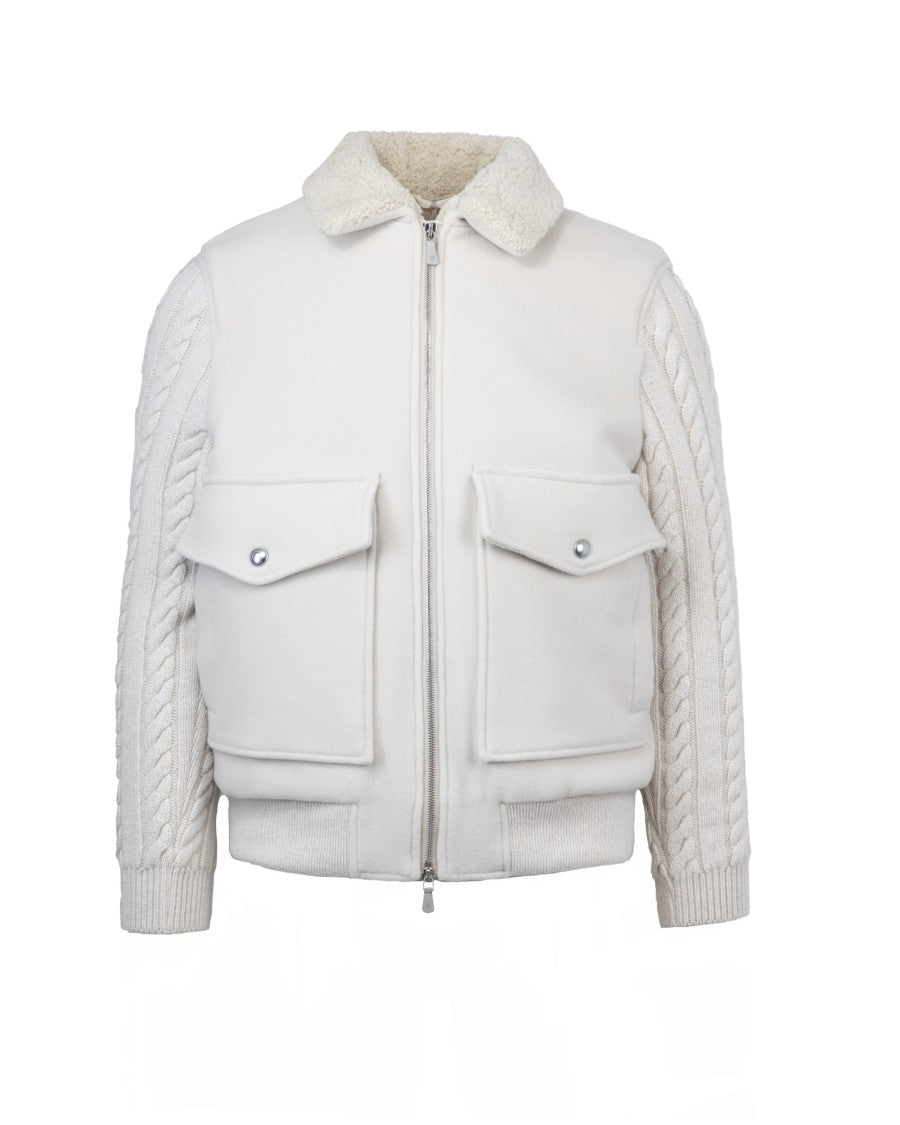 Eleventy Jacket With Knit Inserts - Beige