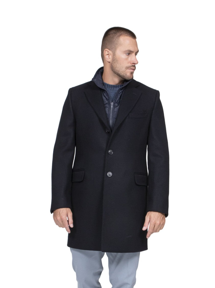 Fay Easy Black Notch Lapel Tailored Overcoat