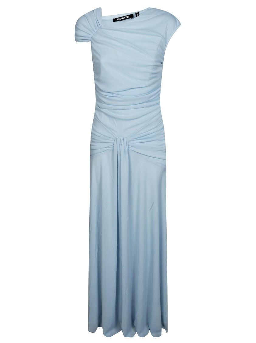 Rotate Blue Asymmetric Ruched Maxi Dress