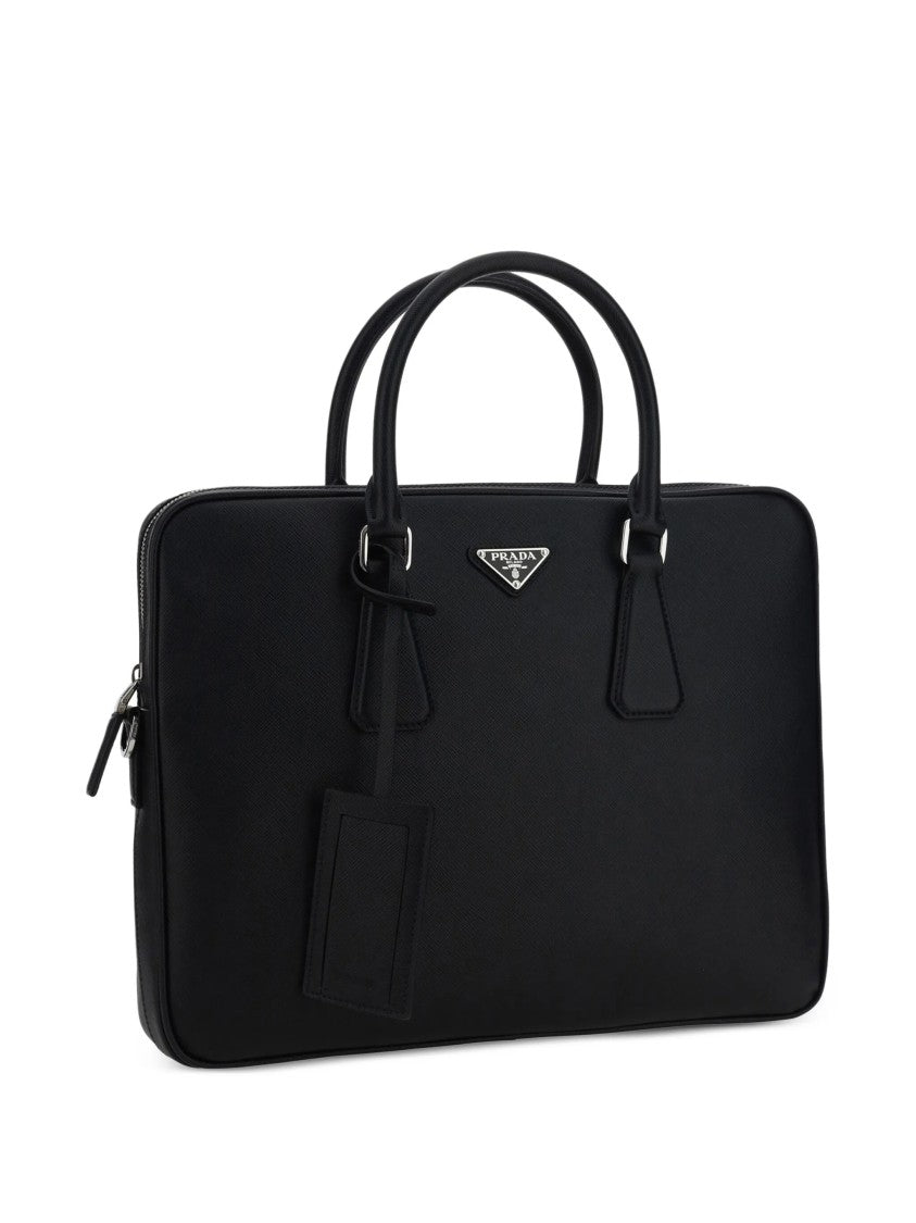 Prada Black Structured Leather Business Bag