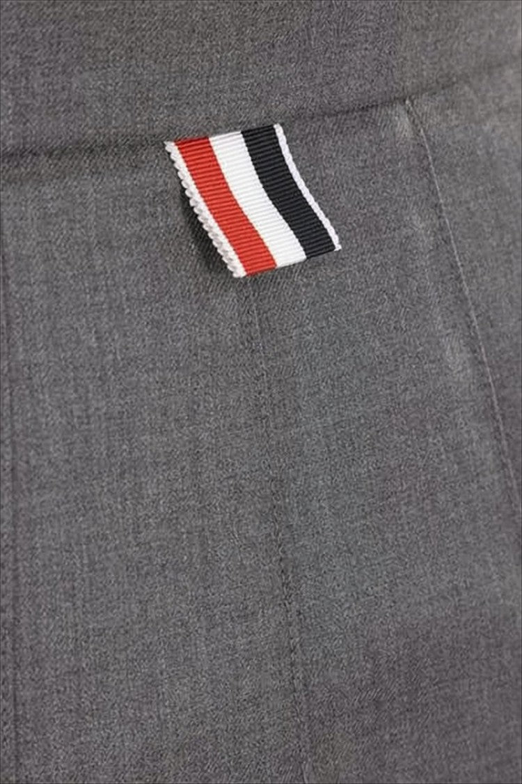 Thom Browne Tailored Grey Midi Skirt With Sharp Pleats