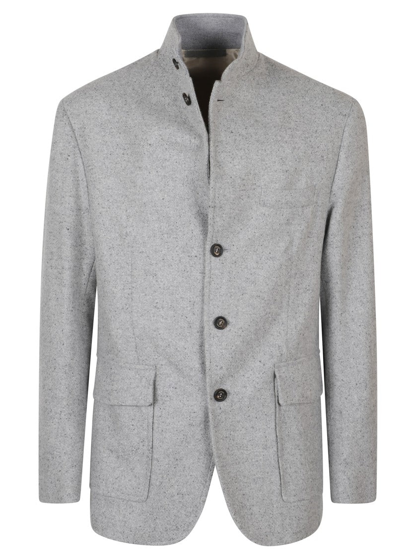 Eleventy Tailored Grey Jacket With High Collar