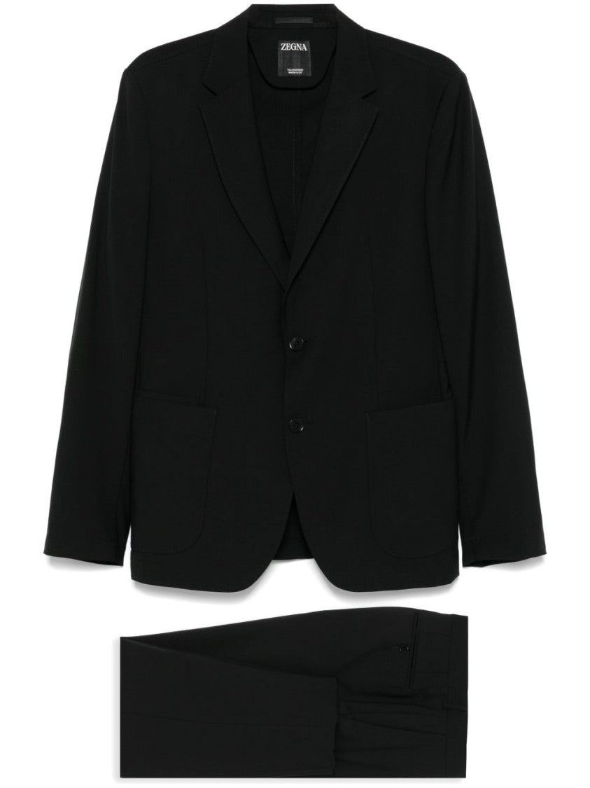 Ermenegildo Zegna Tailored Black Suit With Concealed Fastening