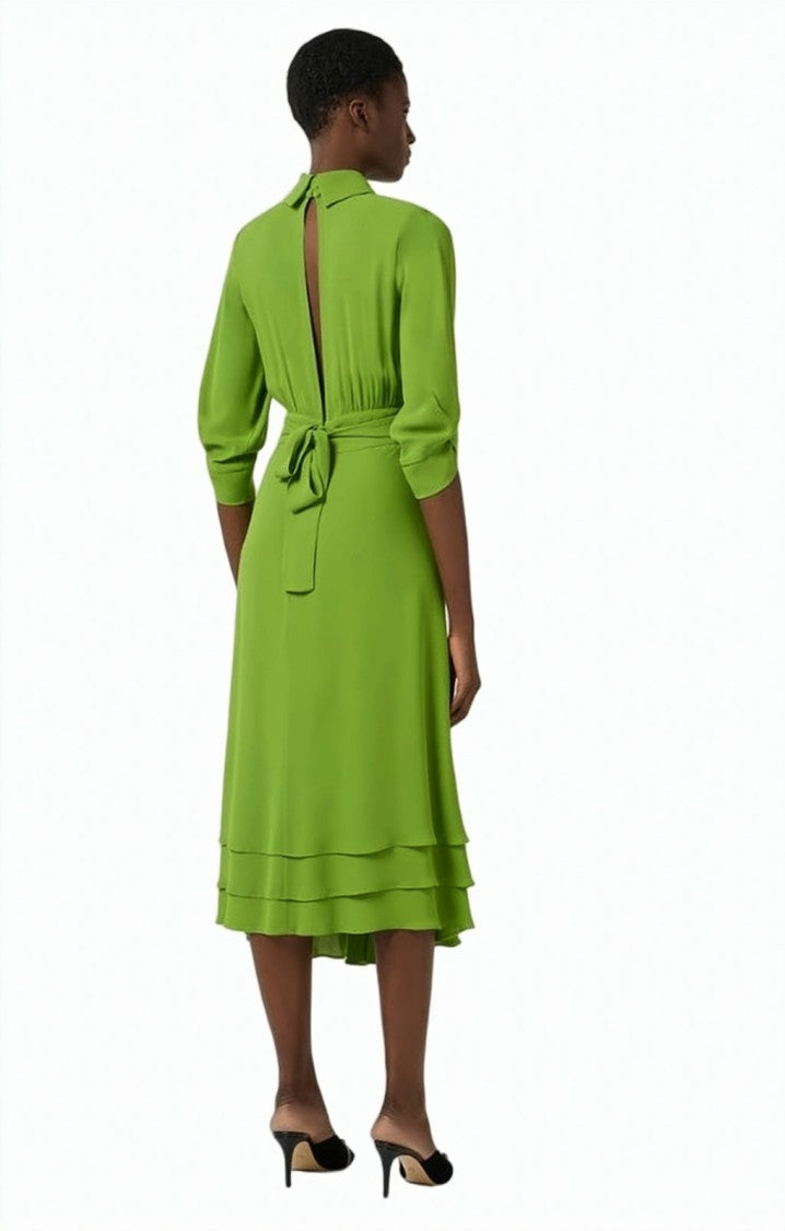 Elisabetta Franchi Viscose Georgette Ruffled Midi Dress
