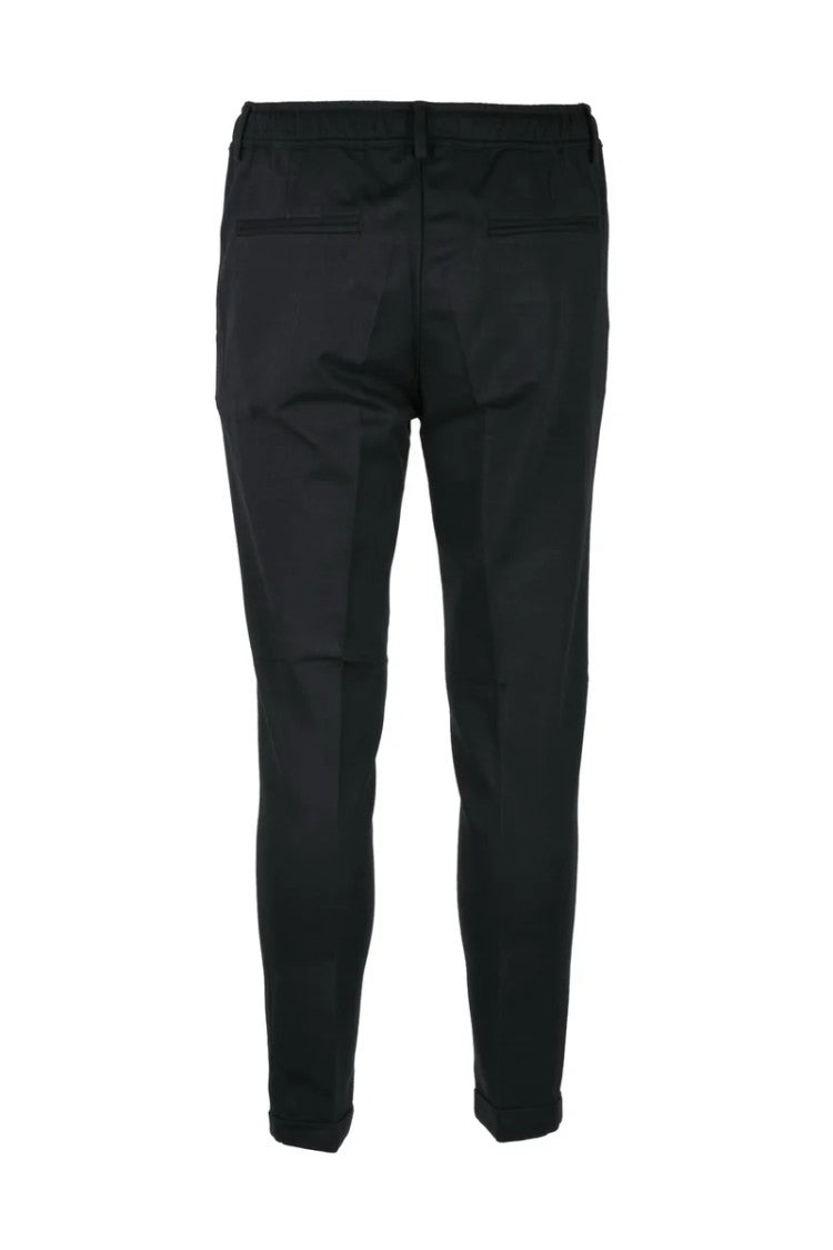 Anto Napoli Black Cotton Viscose Stretch Trousers