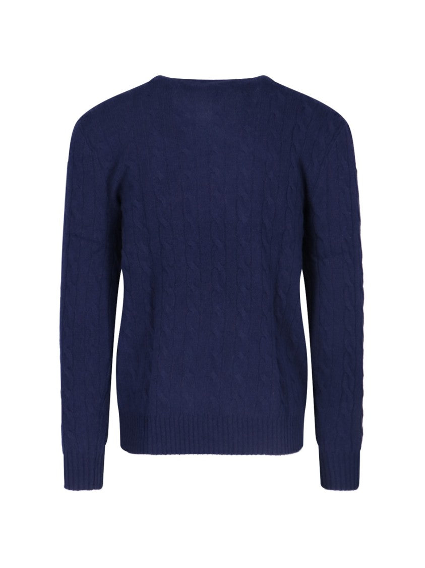 Polo Ralph Lauren Classic Cable Knit Sweater With Embroidered Logo