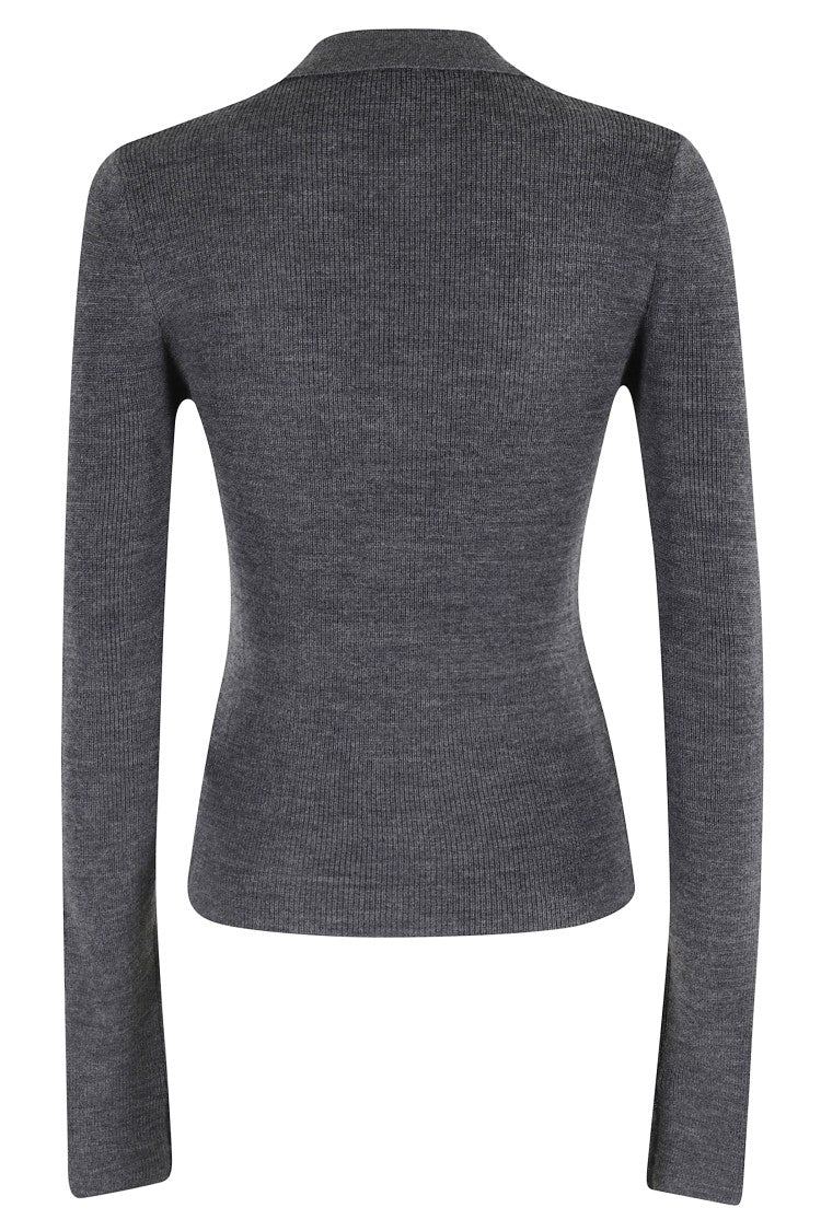Ganni Fine Merino Jacquard Polo Sweater