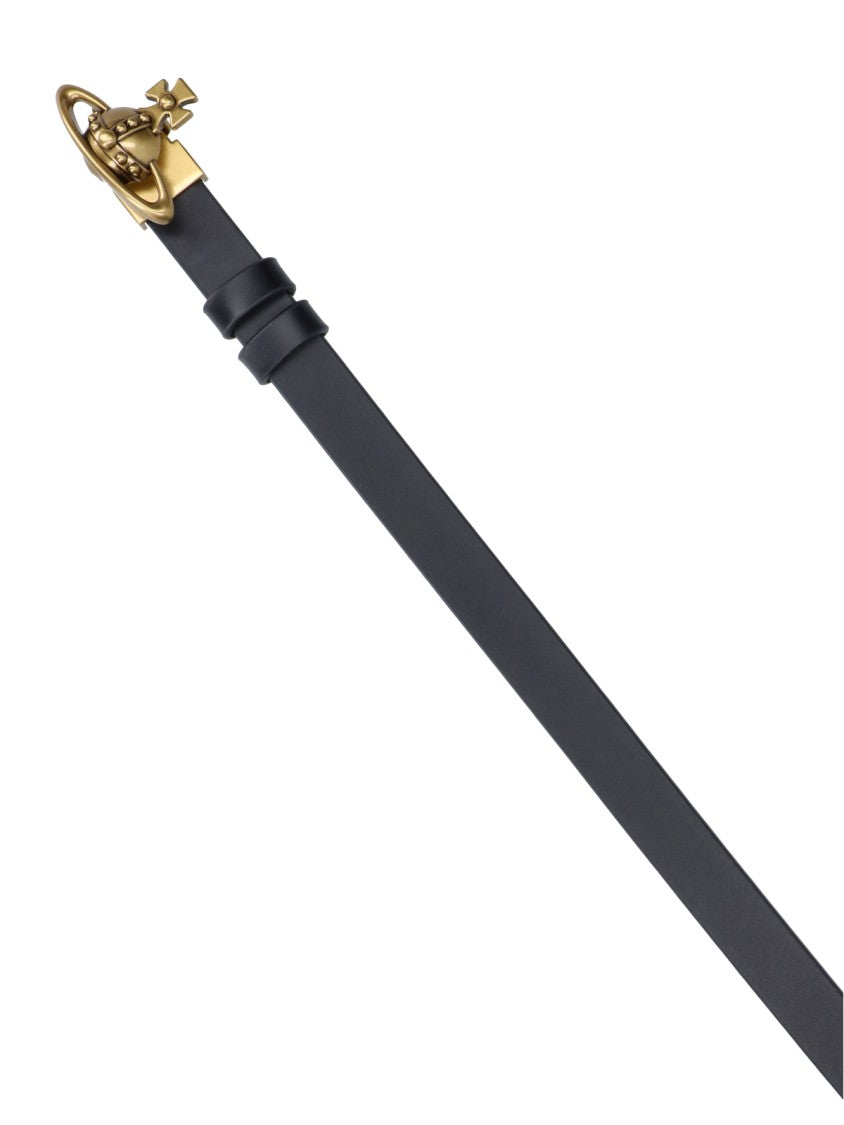 Vivienne Westwood Black Orb Calf Leather Adjustable Belt