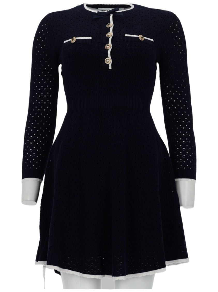 Self-Portrait Slim Fit Perforated Pockets Dress