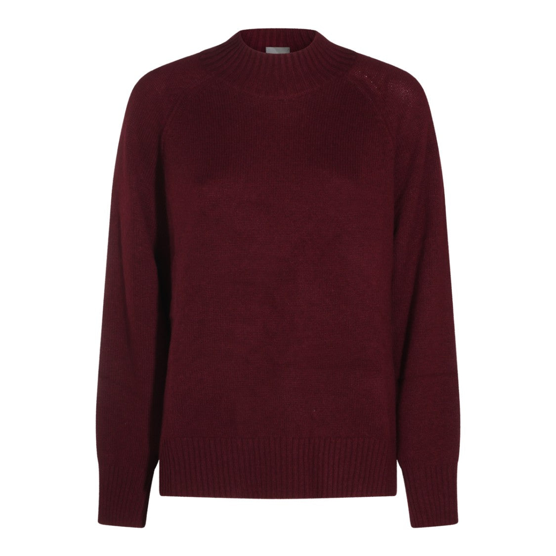 Allude Rich Burgundy Ribbed Hem Knit Sweater