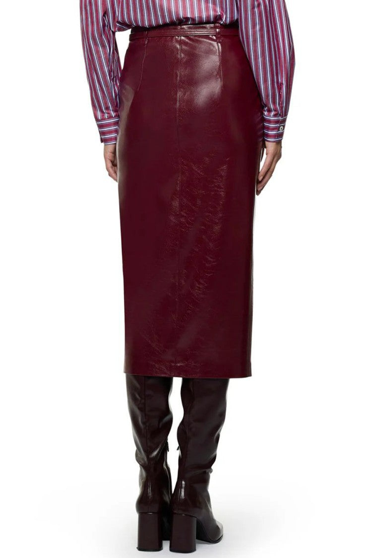 Simona Corsellini Burgundy Crepe Midi Skirt