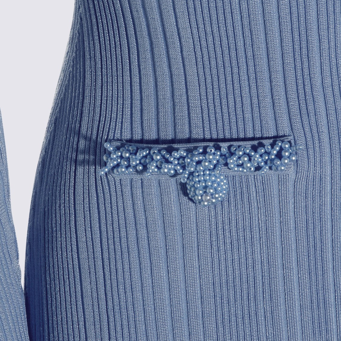 Self-Portrait Blue High-Collar Buttoned Dress