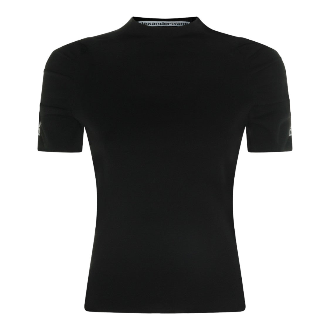 Alexander Wang Fitted Black Top With High Neckline And Ruched Sleeves