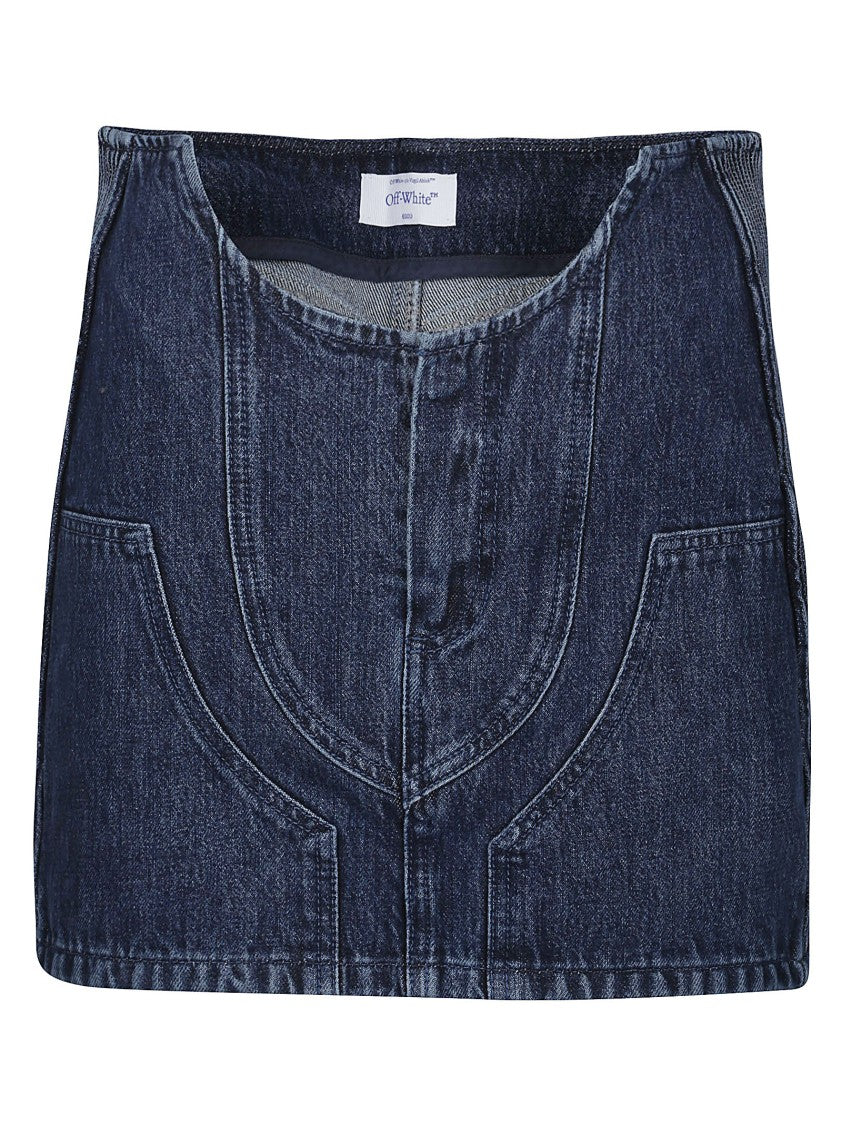 Off-White Motorcycle Hole Cotton Denim Mini Skirt