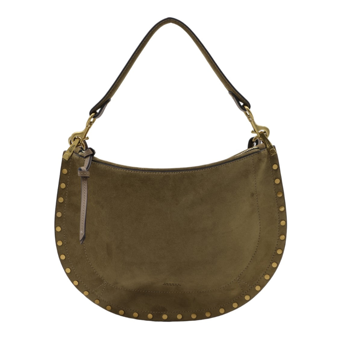 Isabel Marant Crescent-Shaped Suede Bag With Gold Studs And Dual Straps