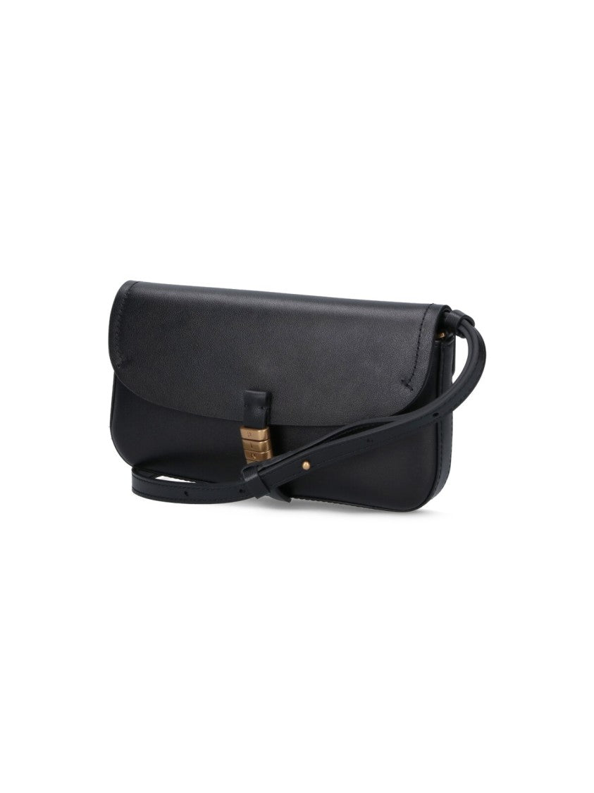 Pinko Rectangular Black Calf Leather Shoulder Bag With Gold Hardware