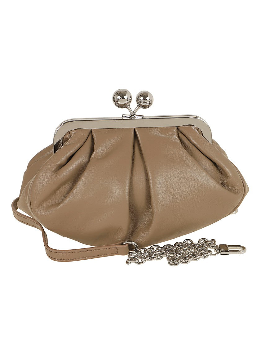 Max Mara Soft Nappa Leather Gathered Clutch Bag With Butterfly Detailing