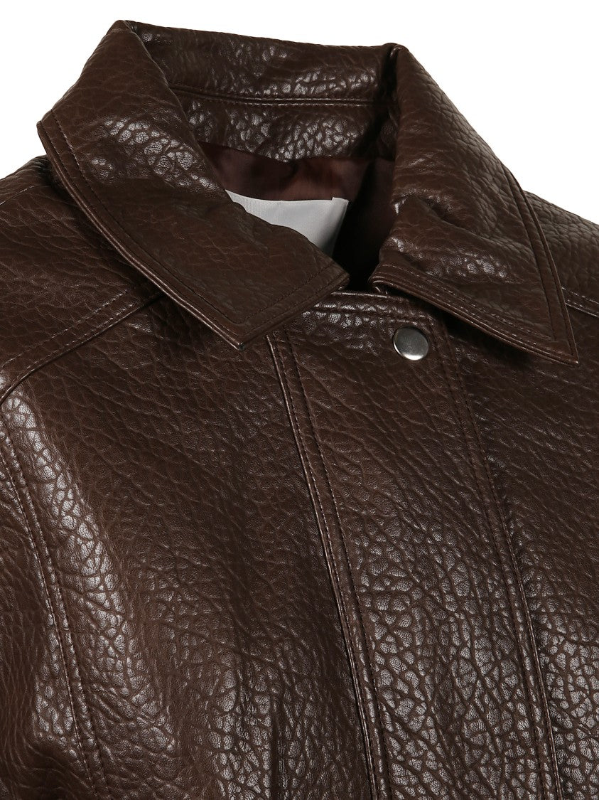 The Frankie Shop Grained Faux Leather Jacket With Classic Collar