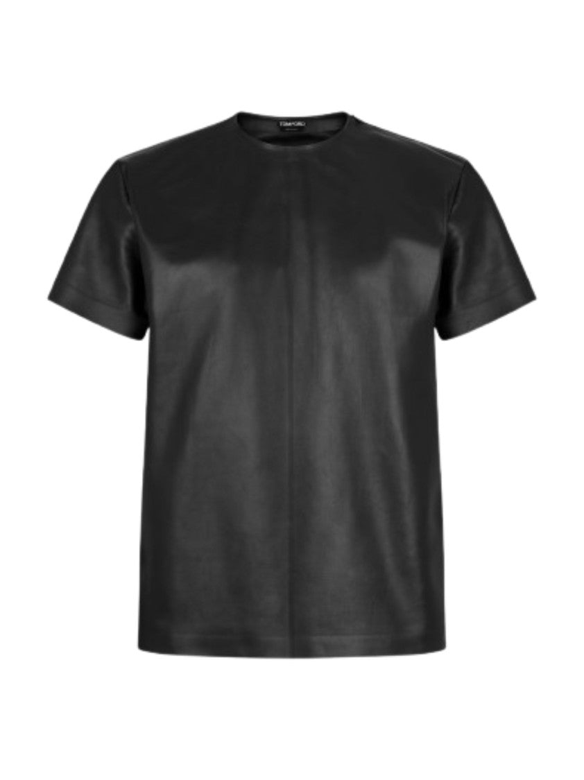 Tom Ford Short-Sleeved Crewneck T-Shirt In Plongé Nappa Leather