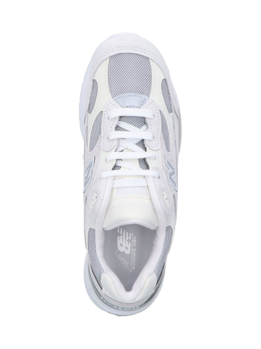 New Balance White Made In Usa 992 Core Leather Mesh Sneakers