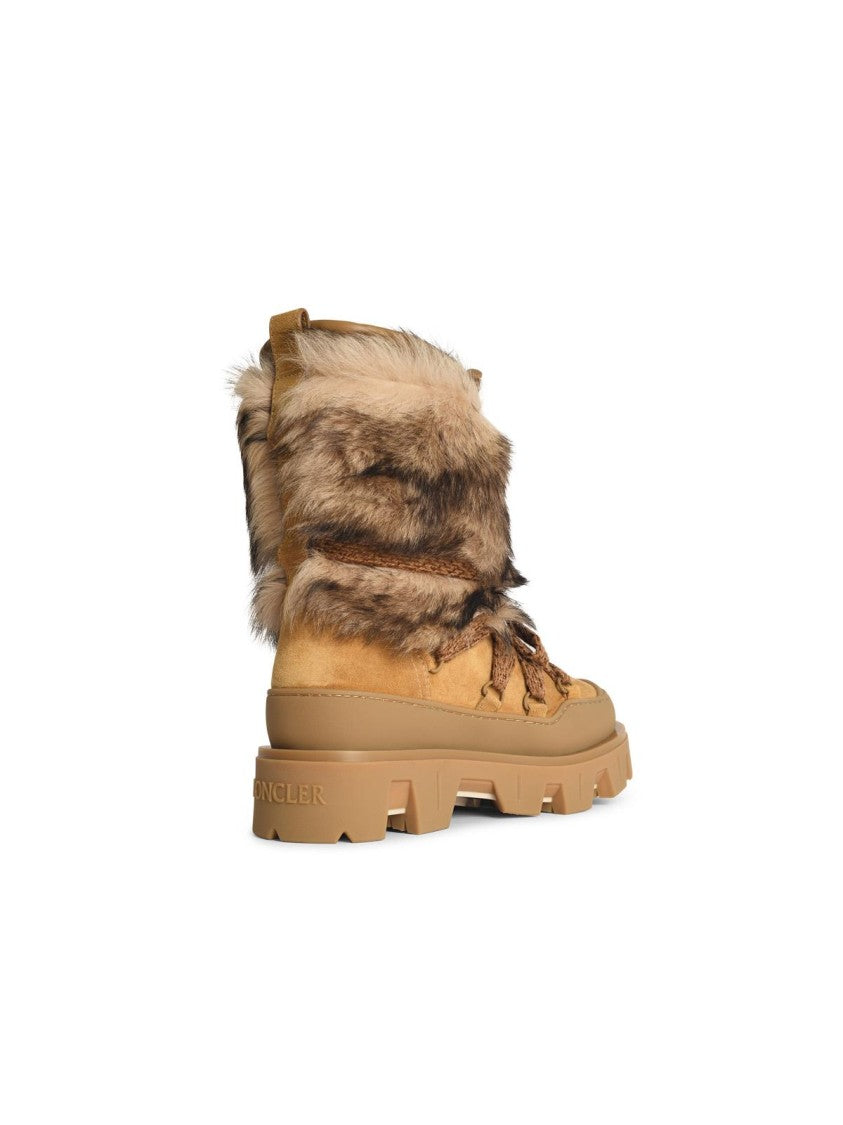Moncler Peak Après' Suede Boots And Camel Beige Shearling