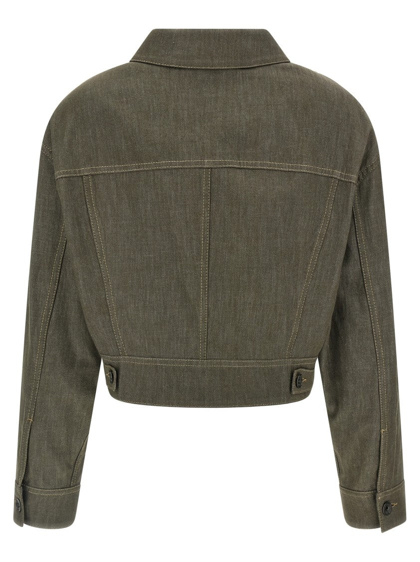 Brunello Cucinelli Cotton Denim Effect Twill Cropped Jacket