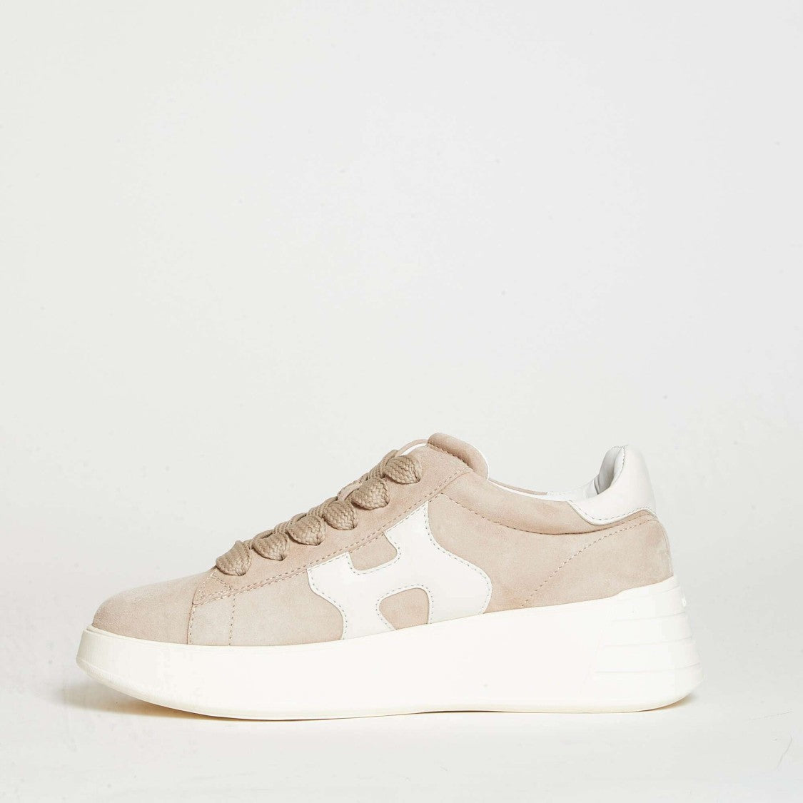 Hogan Premium Suede Beige Rebel Sneakers Logo
