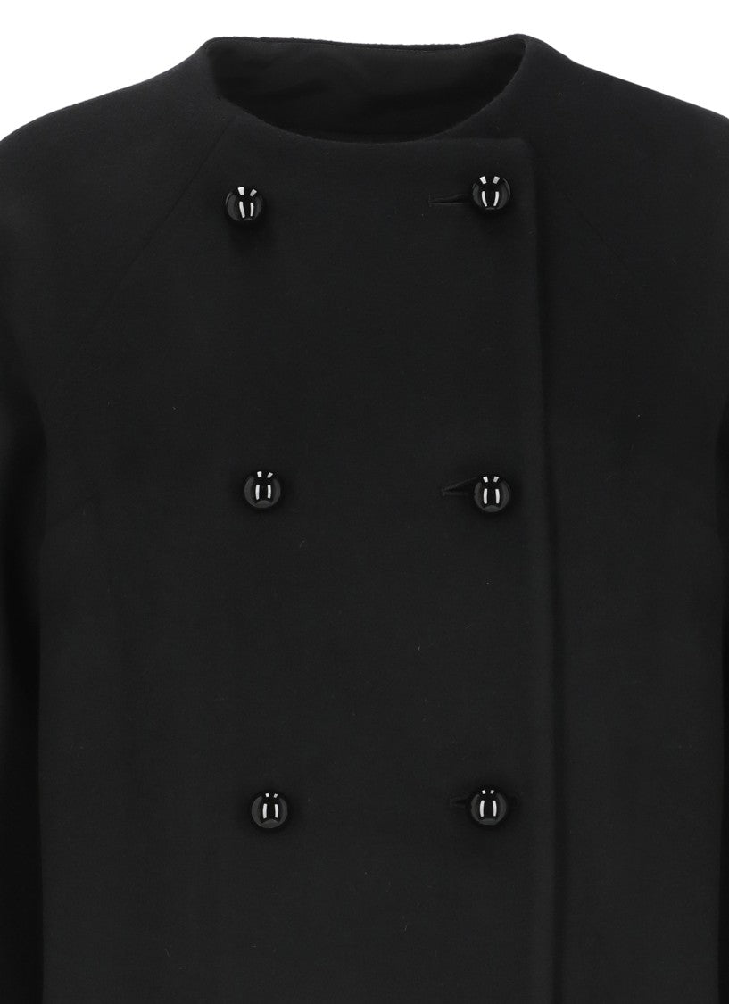 Carolina Herrera Black Double-Breasted Wool Coat