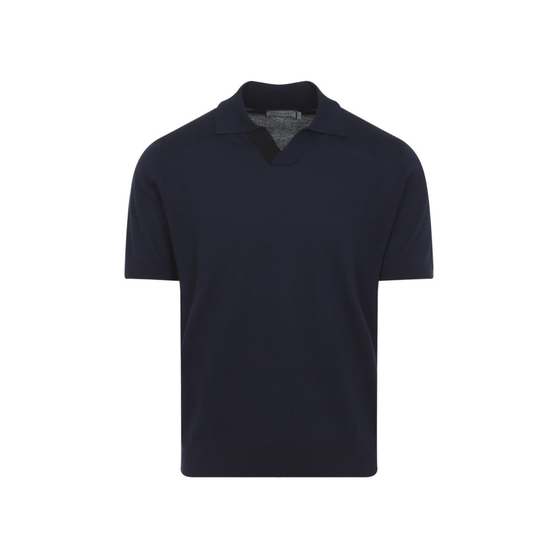 Canali Classic Short-Sleeve Polo Shirt With Subtle V-Neck Detail