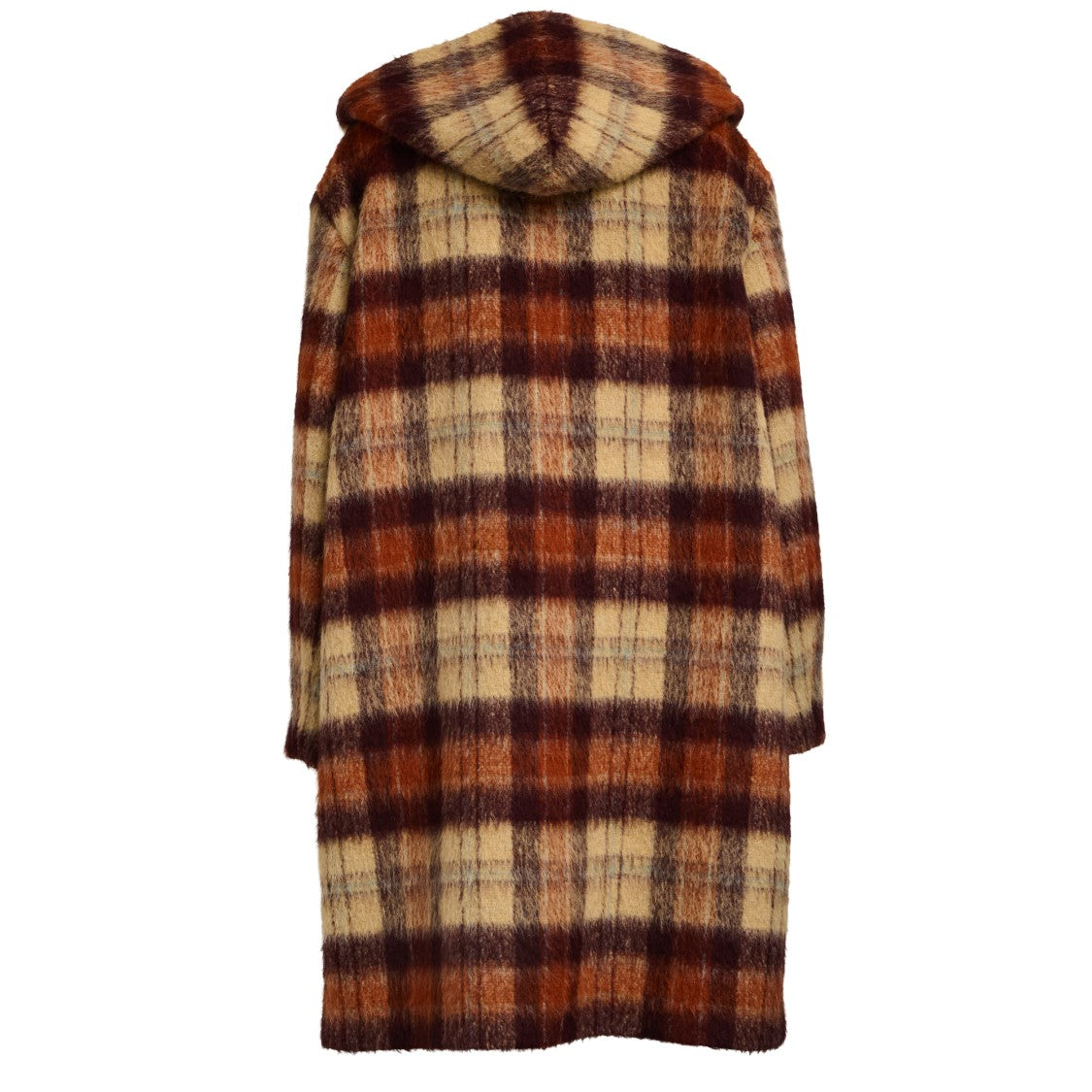 N°21 Checkered Overfit Coat With Hood And Dual Front Pockets