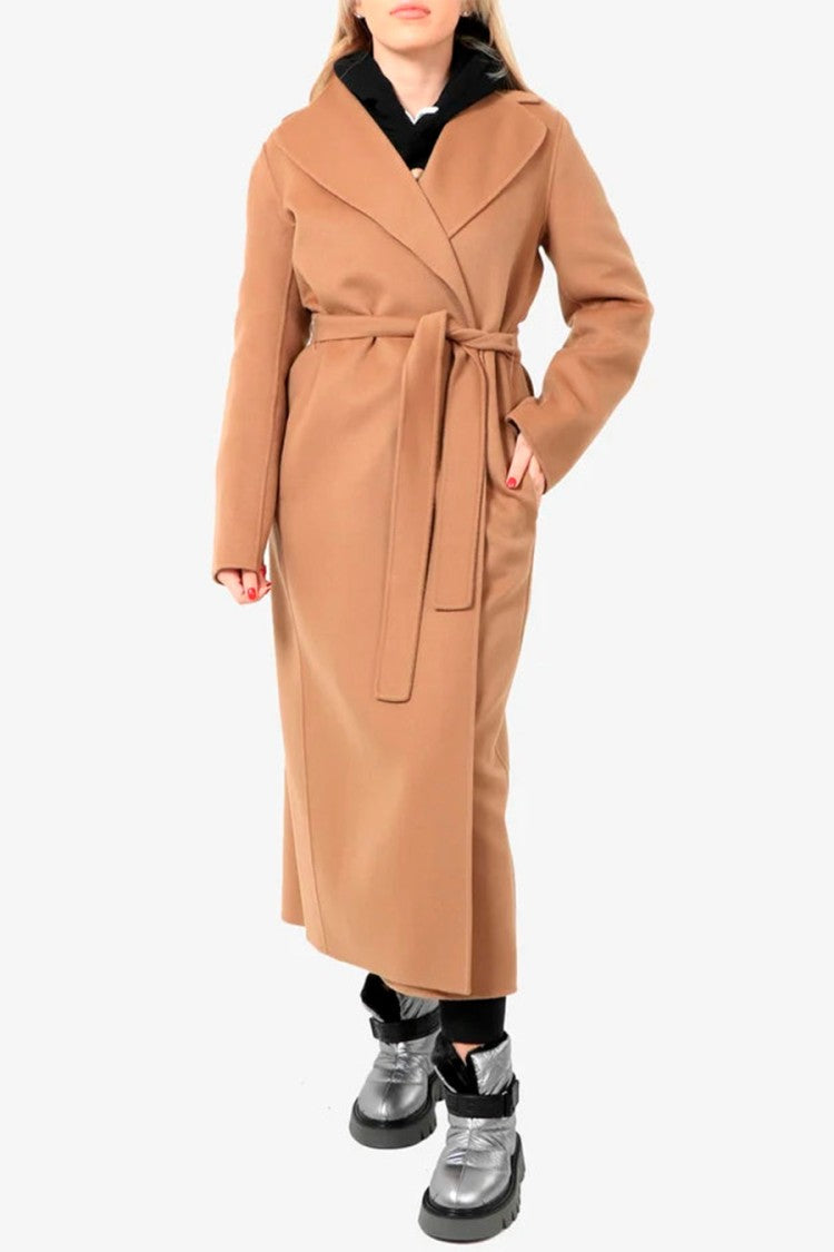 Max Mara Camel Poldo Belted Wrap Wool Coat