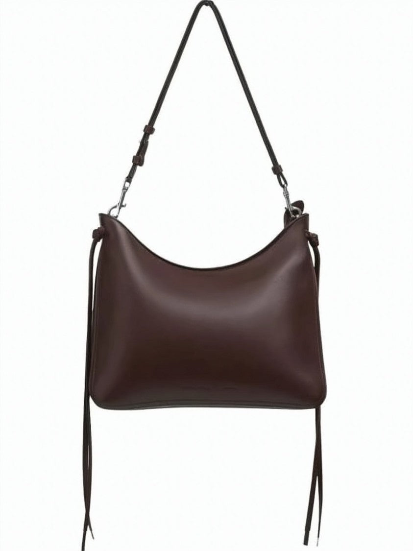 Phoebe Philo Curved Top Crossbody Bag In Rich Deep Brown Leather