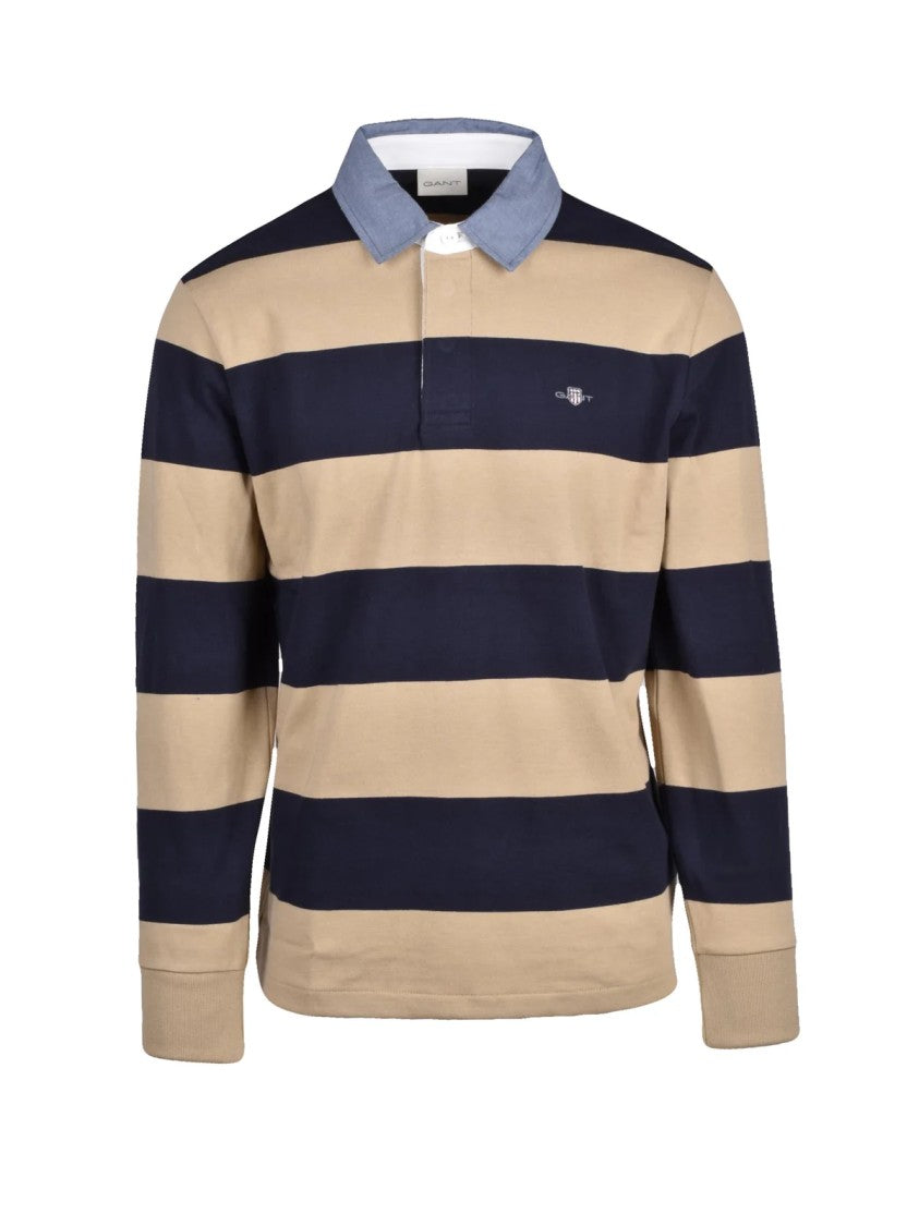 Gant Beige/Blue Two-Tone Breathable Cotton Polo Shirt