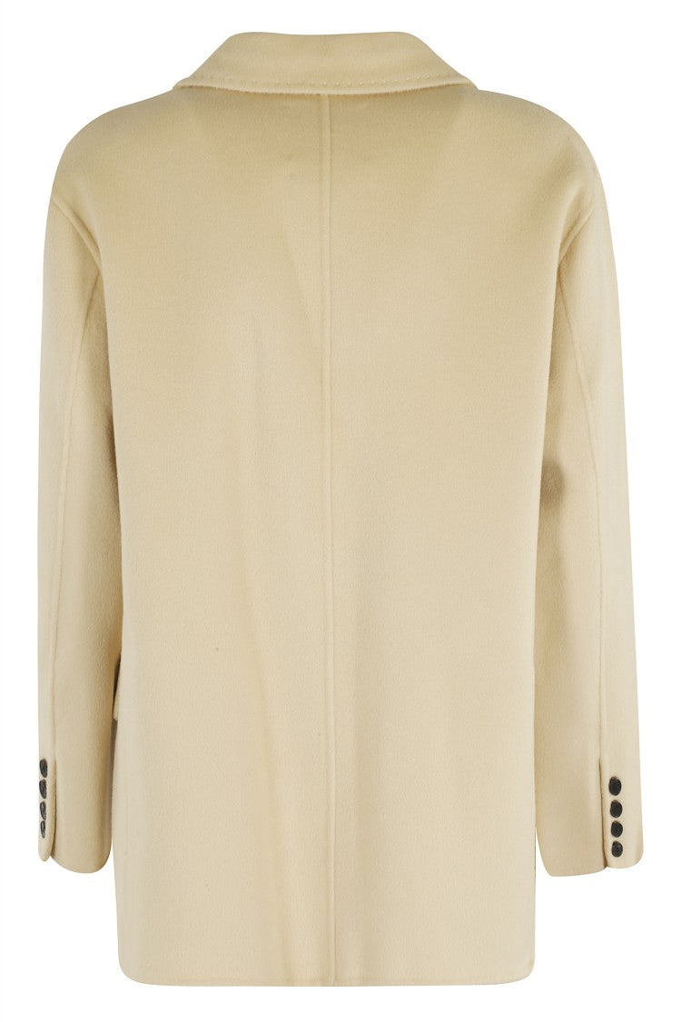 Solotre Banana-Colored Tailored Jacket With Center Button Closure