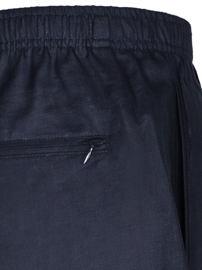 Cellar Door Relaxed Fit Dark Blue Shorts With Adjustable Waistband