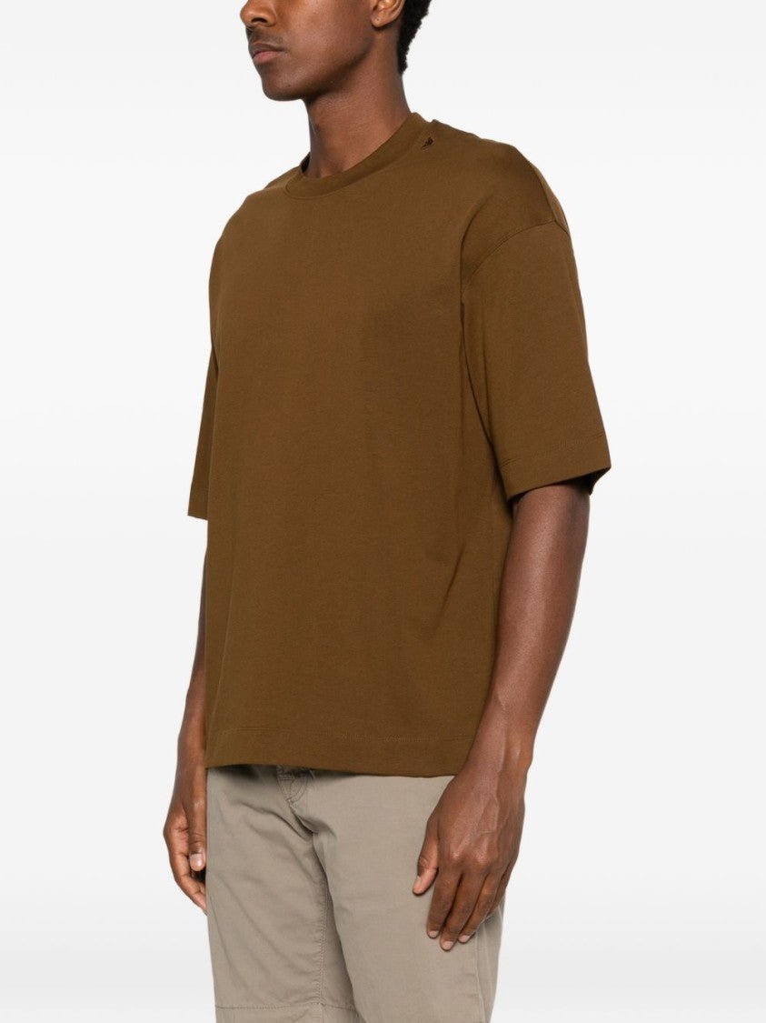 Emporio Armani Brown Jersey Dropped Shoulder T-Shirt