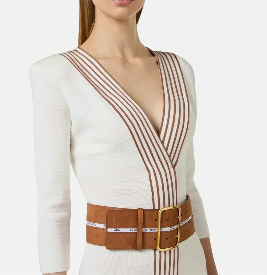 Elisabetta Franchi Knit Dress With Striped Bands