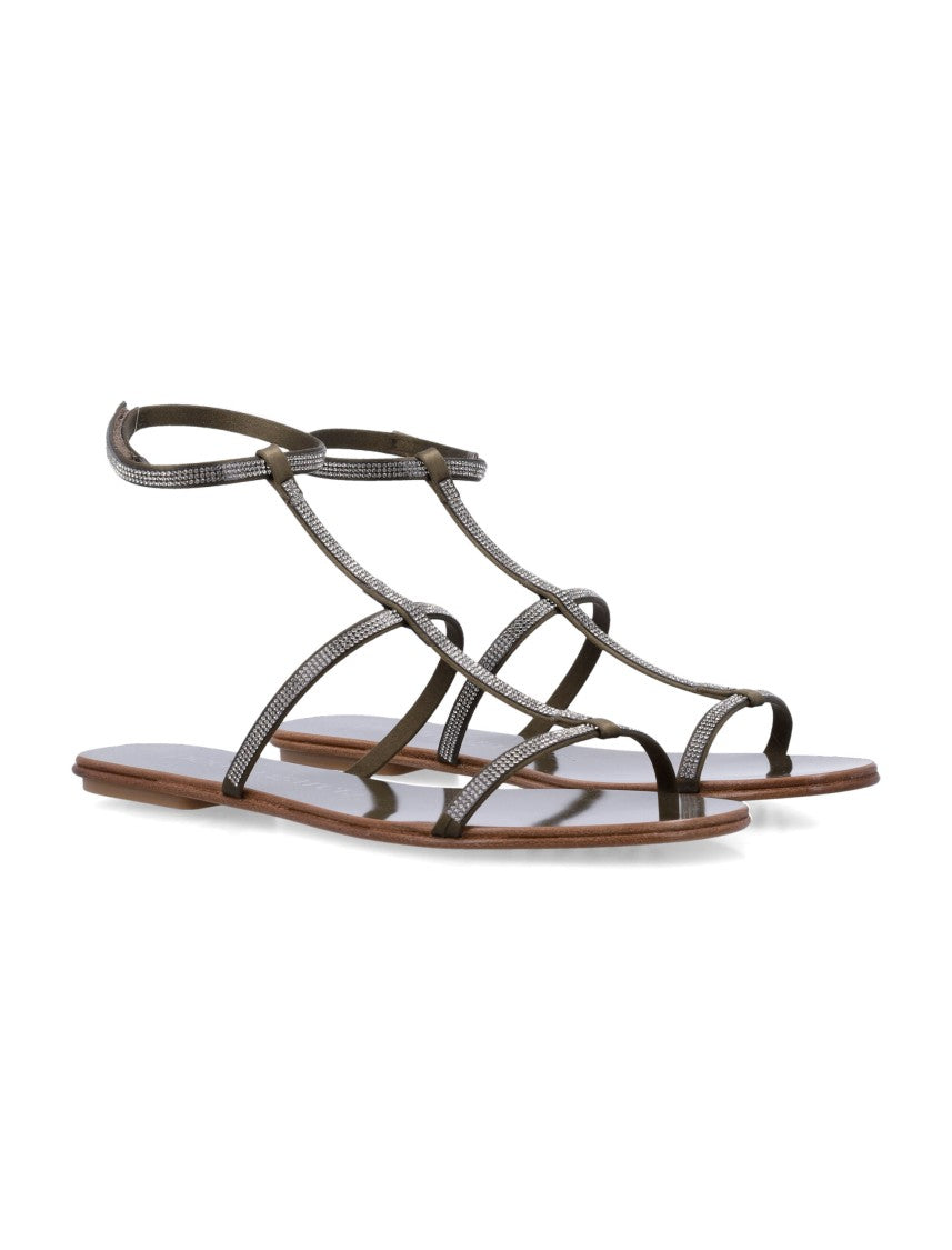 Pedro Garcia Enola Delicate Crystal Chain Flat Sandals