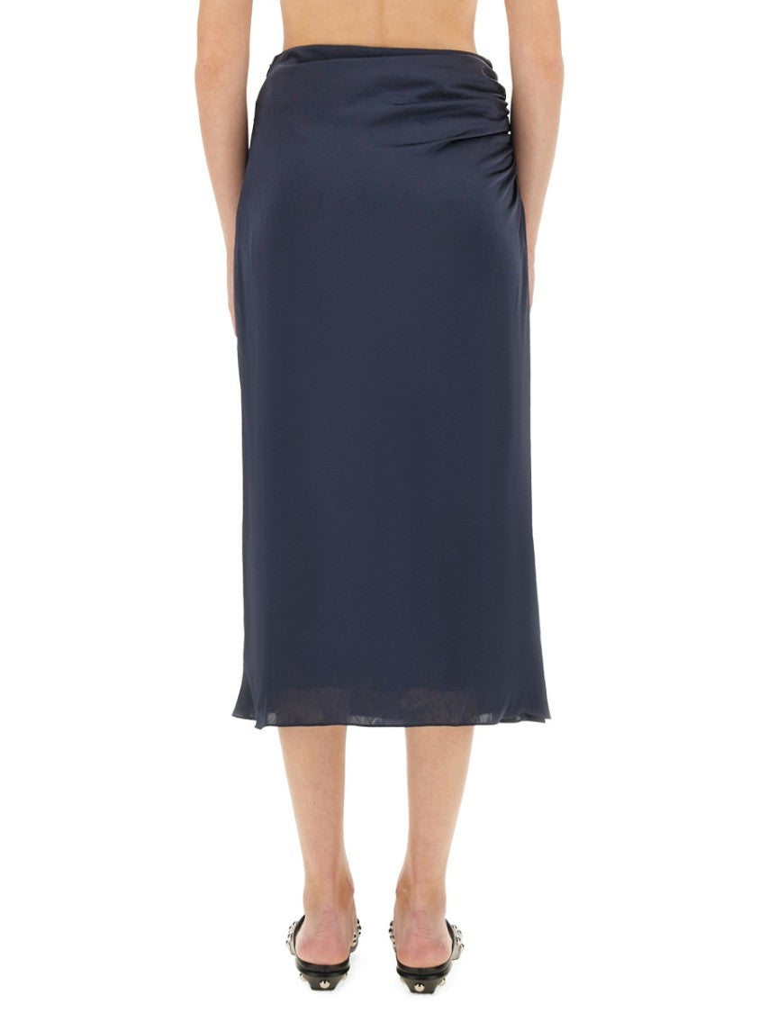 Theory Draped Midi Skirt With Side Ruching Detail