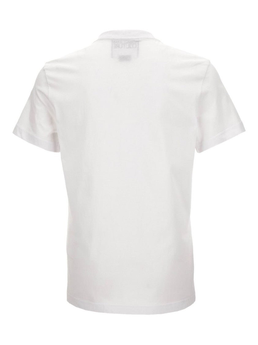 Versace Jeans Couture White Cotton T-Shirt With Gold Lettering