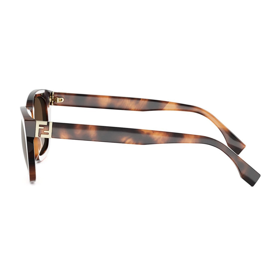 Fendi Geometric Cat-Eye Sunglasses With Tortoiseshell Frame And Gold Accents