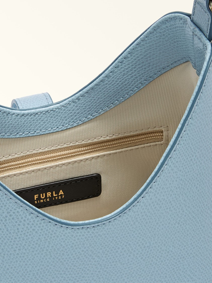 Furla Iride Mini Hobo Blue Textured Leather Bag