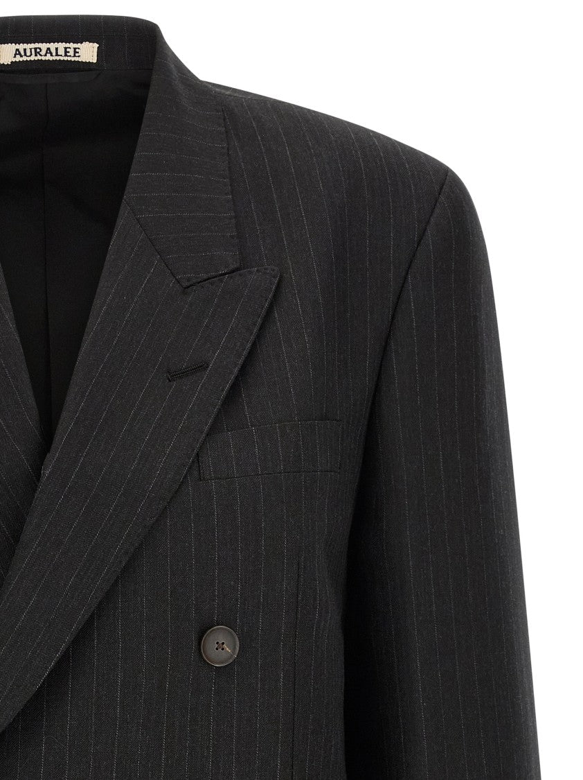 Auralee Pinstriped Long Blazer