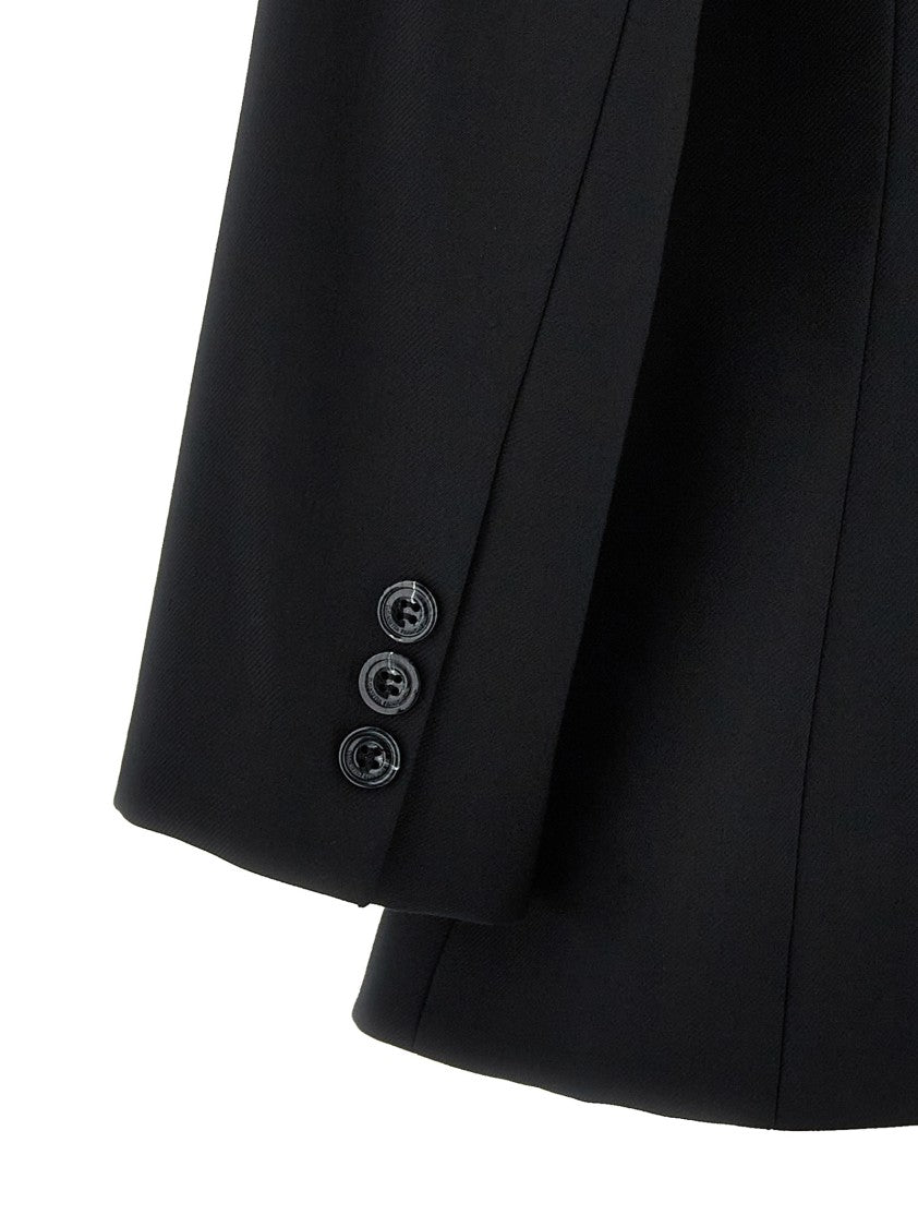 Elisabetta Franchi Structured Black Wool Blend Blazer