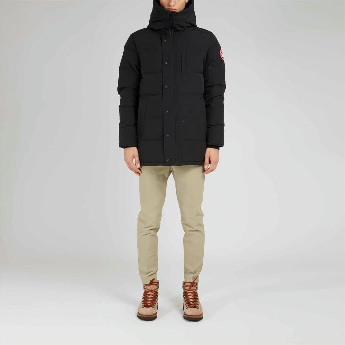 Canada Goose Quilted Black Parka With High Collar And Distinctive Logo