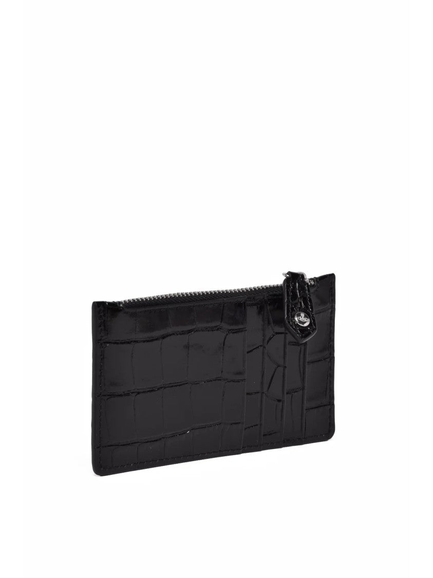 Vivienne Westwood Black Leather Crocodile Card Holder