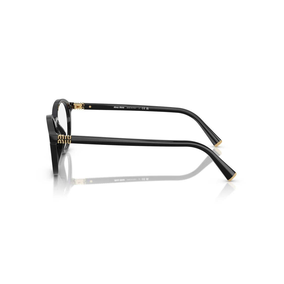 Miu Miu 0Mu 02Wv Glossy Black Acetate Round Frame Eyeglasses