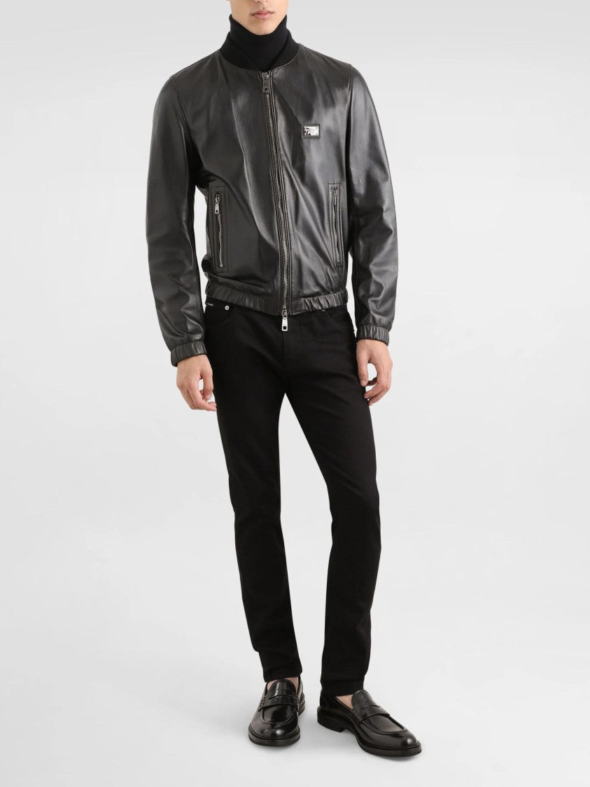 Dolce & Gabbana Slim Fit Black Jeans With Classic Five-Pocket Design And Logo Detail