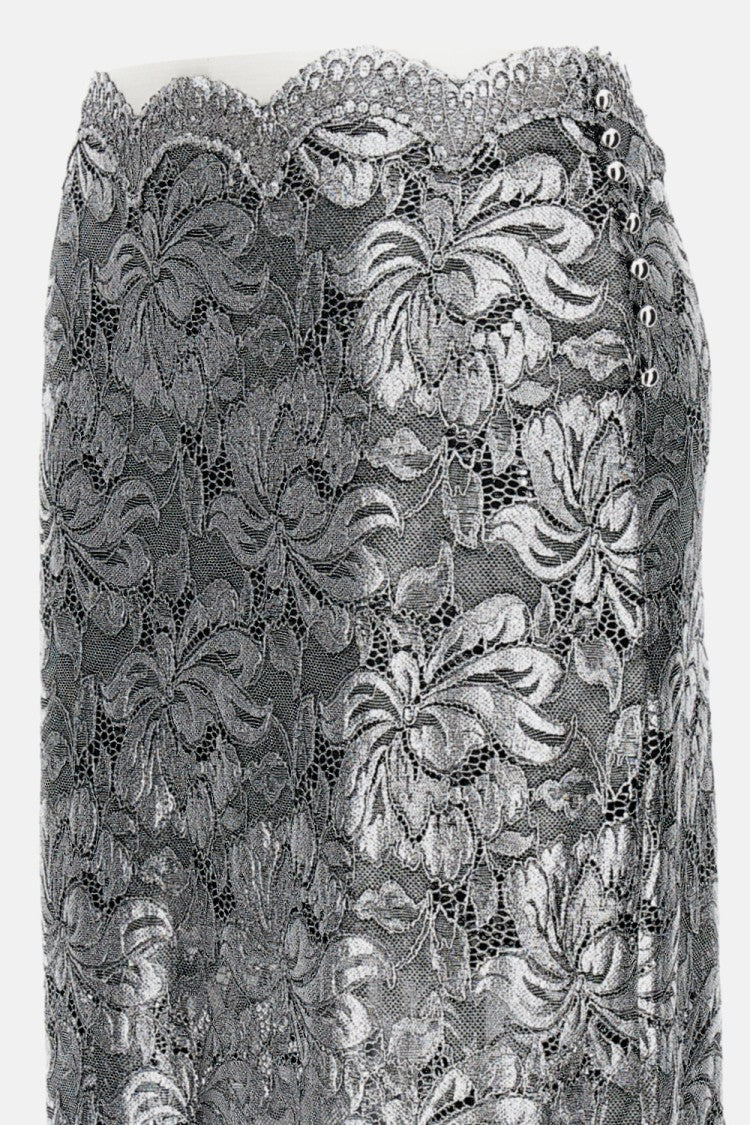 Rabanne Lacquered Transparent Lace Maxi Skirt